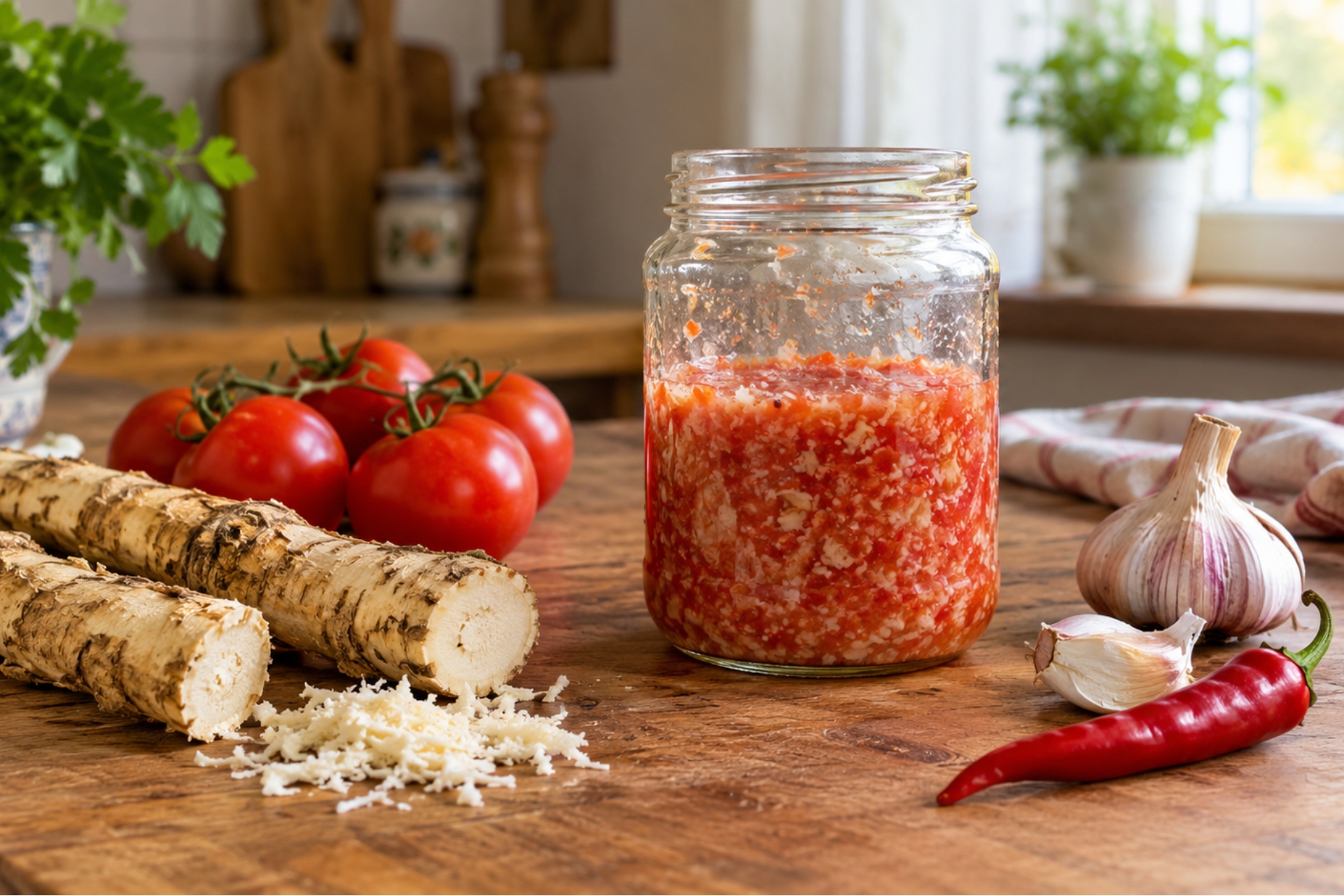 Хреновина (хренодер) с помидорами и чесноком — классический рецепт